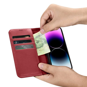 iCarer Wallet Case 2in1 iPhone 14 Pro Leather Flip Case Anti-RFID red (WMI14220726-RD)