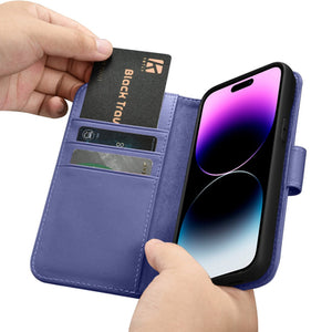 iCarer Wallet Case 2in1 Cover iPhone 14 Pro Max Leather Flip Cover Anti-RFID Light Purple (WMI14220728-LP)