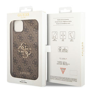 Guess 4G Big Metal Logo Case for iPhone 14 - Brown
