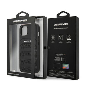 AMG AMHCP14MGSEBK iPhone 14 Plus 6,7 "black / black hardcase Leather Debossed Lines