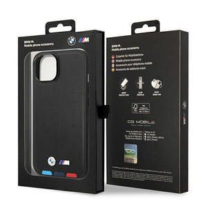Case BMW BMHMP14M22PTDK iPhone 14 Plus 6.7 "black / black Leather Stamp Tricolor Magsafe