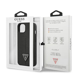 Guess GUHCP13SPSATLK iPhone 13 mini 5,4 "black / black hardcase SaffianoTriangle Logo
