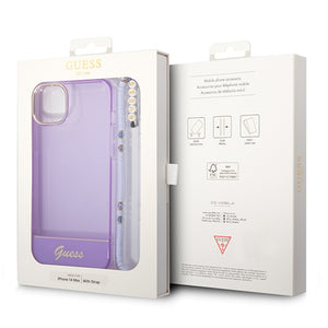 Guess Translucent Pearl Strap iPhone 14 6.1" Case - Purple