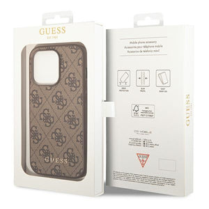 Guess iPhone 14 Pro Max 4G Metal Gold Logo Series Case - Brown