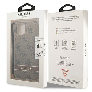 Guess GUOHCP14SH4STW iPhone 14 6.1 "brown / brown hardcase 4G Print Strap