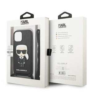 Karl Lagerfeld KLHCP13SCMNIPK iPhone 13 mini 5,4 "hardcase black / black Leather Monogram Patch and Cord Iconik