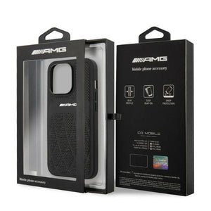 AMG AMHCP13LOSDBK iPhone 13 Pro / 13 6.1" black/black hardcase Leather Curved Lines