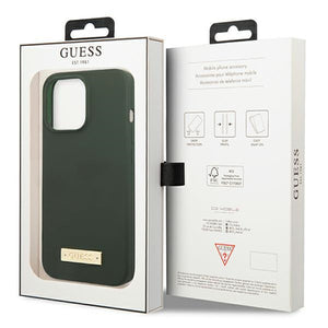 Guess GUHMP13XSPLA iPhone 13 Pro Max 6.7" green/khaki hard case Silicone Logo Plate MagSafe