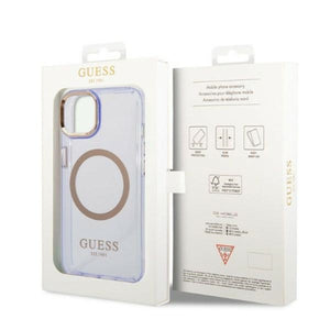 Guess GUHMP14SHTCMU iPhone 14 6.1" purple/purple hard case Gold Outline Translucent MagSafe