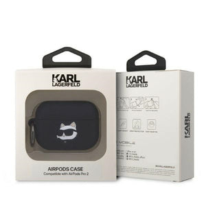 Karl Lagerfeld KLAP2RUNCHK AirPods Pro 2 cover black/black Silicone Choupette Head 3D