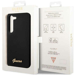 Guess GUHCS23SSLSMK S23 S911 black/black hardcase Silicone Vintage Gold Logo