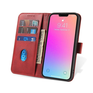 Wallet Case with Stand for iPhone 15 Pro Magnet Case - Red