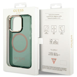 Guess GUHMP14LHTCMA iPhone 14 Pro 6.1" green/khaki hard case Gold Outline Translucent MagSafe