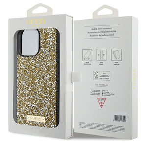 Guess Rhinestone Metal Logo case for iPhone 15 Pro Max - yellow
