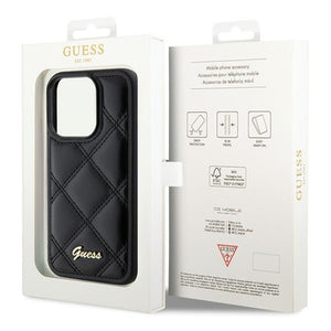 Guess Quilted Metal Logo case for iPhone 15 Pro Max - black