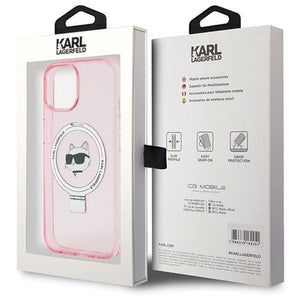 Karl Lagerfeld KLHMP15SHMRSCHP iPhone 15 6.1" pink/pink hardcase Ring Stand Choupette Head MagSafe