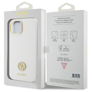 Guess Silicone Logo Strass 4G case for iPhone 15 - white