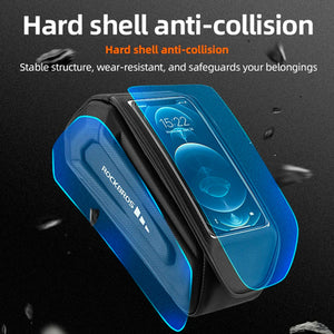 Rockbros 30120064001 waterproof frame bicycle bag with phone cover - black