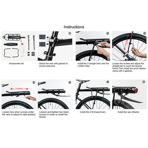 Rockbros 33210004001 bicycle rack with shelf - black