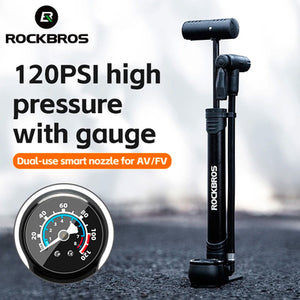 Rockbros 42310006001 bicycle pump with pressure gauge - black