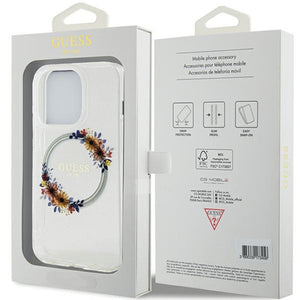 Guess IML Flowers Wreatch MagSafe iPhone 15 Pro Max Case - Clear