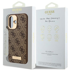 Guess 4G Logo Plate MagSafe iPhone 16 Plus Case - Brown