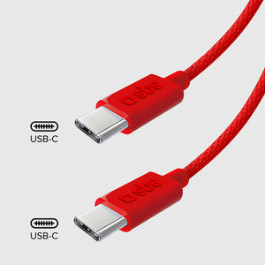 SBS TECABLETISSUETCCR USB-C - USB-C 1.5m 60W Braided Cable - Red