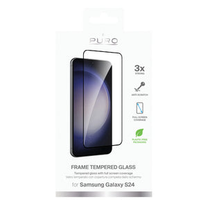 Puro Frame Tempered Glass with Black Frame for Samsung Galaxy S25 / S24