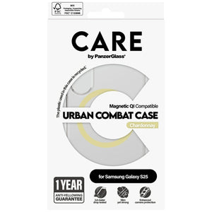 CARE by PanzerGlass Flagship Urban Combat Chardonnay QI Case for Samsung Galaxy S25 - Transparent
