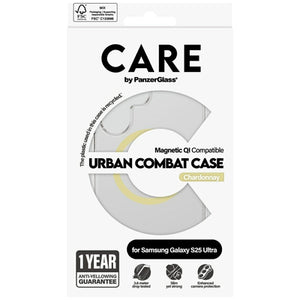 CARE by PanzerGlass Flagship Urban Combat Chardonnay QI Case for Samsung Galaxy S25 Ultra - Transparent