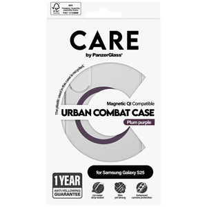 CARE by PanzerGlass Flagship Urban Combat Purple QI Case for Samsung Galaxy S25 - Transparent