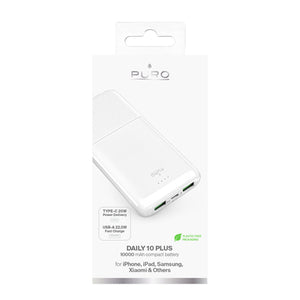Powerbank Puro DAILY 10 PLUS 10000mAh 2x USBA / 1x USB-C 22.5W - white
