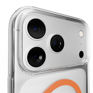 Puro Lite Mag TPU+PC Case Compatible with MagSafe for iPhone 17 Pro - Transparent with Orange Ring