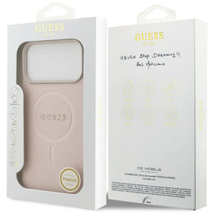 Guess Saffiano Classic Logo MagSafe Case for iPhone 17 Pro Max - Pink