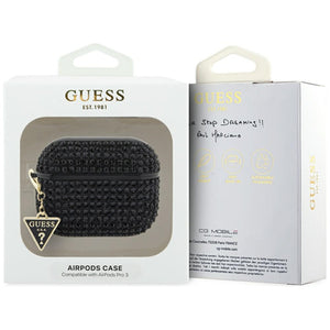 Guess Rhinestone Triangle Charm Case for AirPods Pro 3 - Black