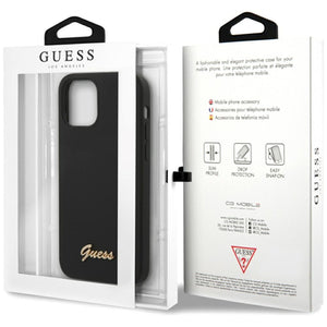 Guess GUHCP12SLSLMGBK iPhone 12 mini 5.4" black/black hardcase Silicone Script Gold Logo