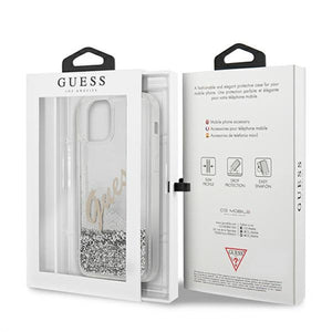 Guess GUHCP12LGLVSSI iPhone 12 Pro Max 6.7" silver/silver hardcase Glitter Vintage Script