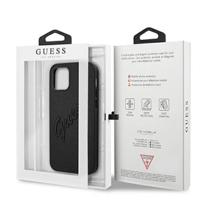 Guess Saffiano Vintage Script Case for iPhone 12 Pro Max 6.7" - Black