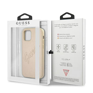 Guess GUHCP12LRSAVSLG iPhone 12 Pro Max 6.7" gold/gold hardcase Saffiano Vintage Script