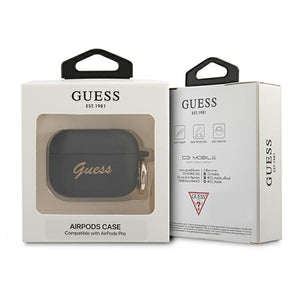 Guess GUAPSSSK AirPods Pro cover black/black Silicone Vintage Script