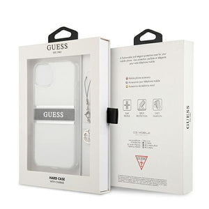 Guess GUHCP13SKB4GGR iPhone 13 mini 5.4" Transparent hardcase 4G Gray Strap Charm