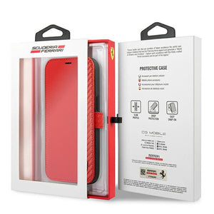 Ferrari FESAXFLBKP13LRE iPhone 13 Pro / 13 6.1" red/red book On Track Carbon Stripe