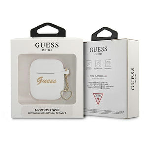 Guess GUA2LSCHSH AirPods 1/2 cover white/white Silicone Charm Heart Collection
