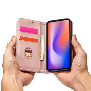Magnet Card Case for iPhone 12 Pouch Card Wallet Card Stand Pink