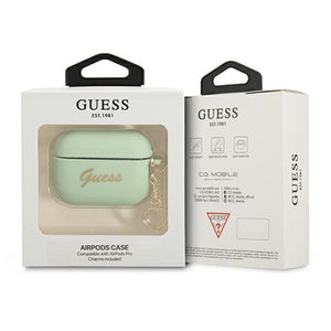 Guess GUAPLSCHSN AirPods Pro cover green/green Silicone Charm Heart Collection