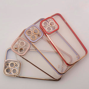 Fashion Case for iPhone 12 Gold Frame Gel Cover Red