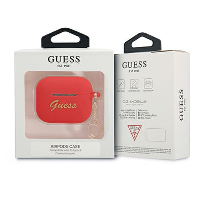 Guess GUA3LSCHSR AirPods 3 cover red/red Silicone Charm Heart Collection