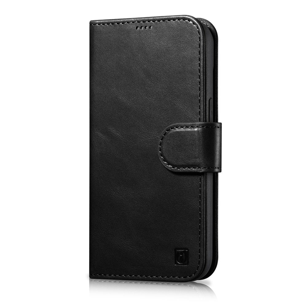 iCarer Oil Wax Wallet Case 2in1 Cover iPhone 14 Pro Leather Flip Cover Anti-RFID black (WMI14220722-BK)