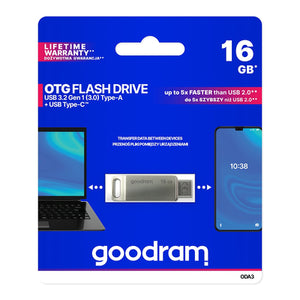 Flash Drive 16GB USB 3.2 Gen 1 USB / USB C OTG ODA3 Goodram - Silver