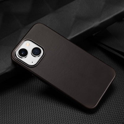 Dux Ducis Naples Case for iPhone 14 Plus Leather Cover (MagSafe Compatible) Dark Brown